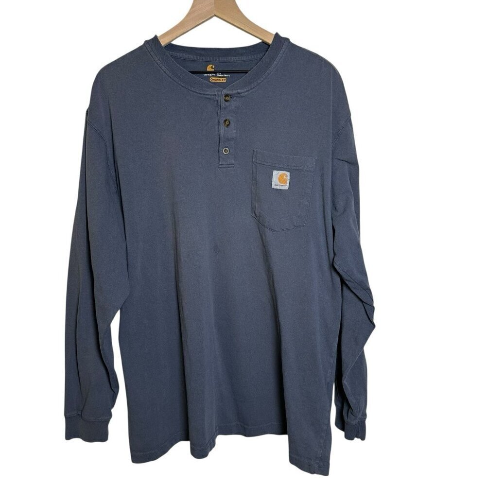 Carhartt Tee Shirt Pullover Men Sz XL Gray Long Sleeve Pocket Casual Workwear